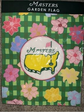 Masters Floral Check Garden Flag with Yellow Logo